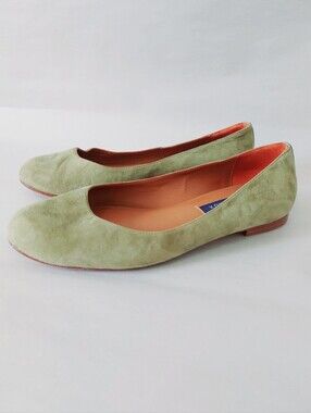 Margaux Handmade Suede Ballet Flats Sage Green Leather Office Preppy Ballerina